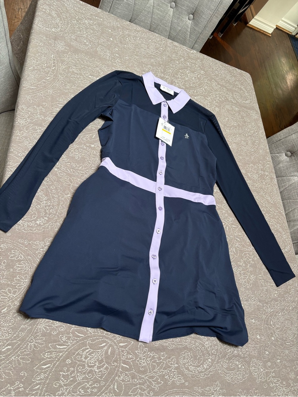 Nwt Original Penguin Navy Dress with Lavender Trim